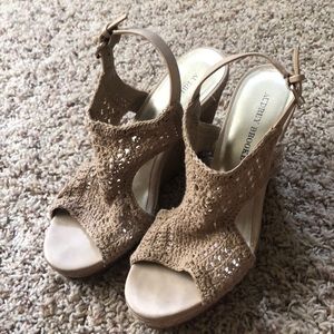Crocheted wedge heels